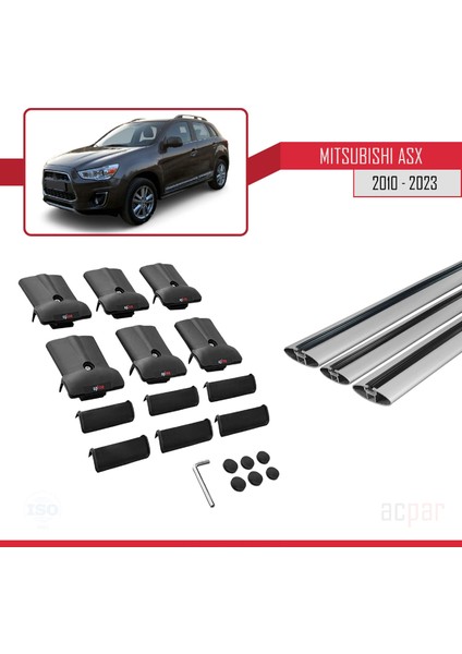 Mitsubishi Asx 2010 ve Sonrası ile Uyumlu Fly Model Ara Atkı Tavan Barı Gri 3 Adet Bar indirimleri