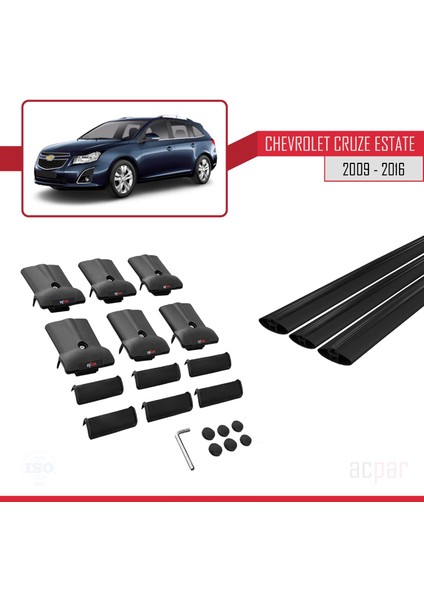 Chevrolet Cruze 2009-2016 Arası ile Uyumlu Fly Model Ara Atkı Tavan Barı Siyah 3 Adet Bar indirimleri