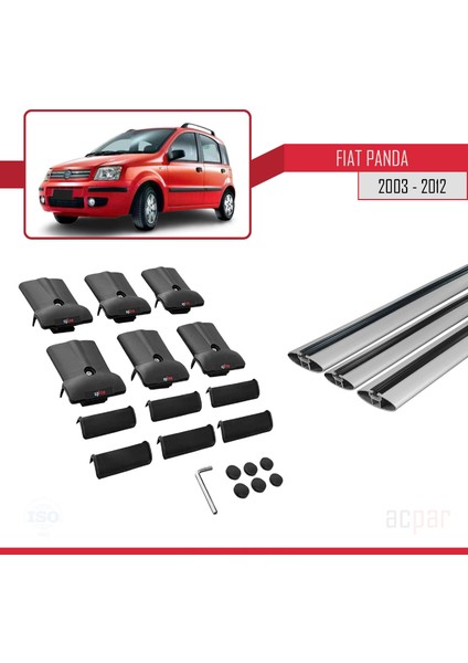 Fiat Panda 2003-2012 Arası ile Uyumlu Fly Model Ara Atkı Tavan Barı Gri 3 Adet Bar indirimleri