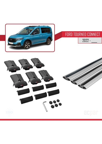 Ford Turneo Connect 2022 ve Sonrası ile Uyumlu Fly Model Ara Atkı Tavan Barı Gri 3 Adet Bar indirimleri