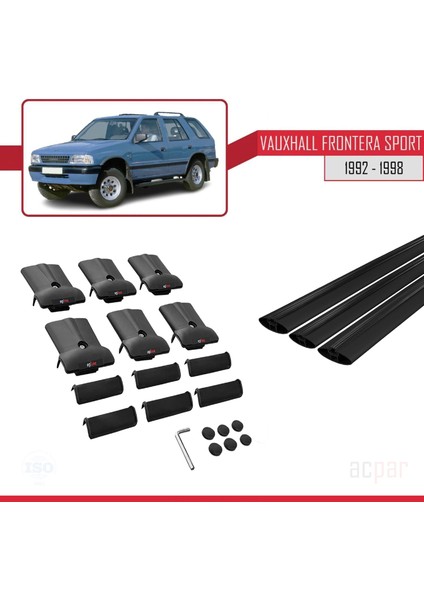 Vauxhall Frontera Sport 1992-1998 Arası ile Uyumlu Fly Model Ara Atkı Tavan Barı Siyah 3 Adet Bar indirimleri