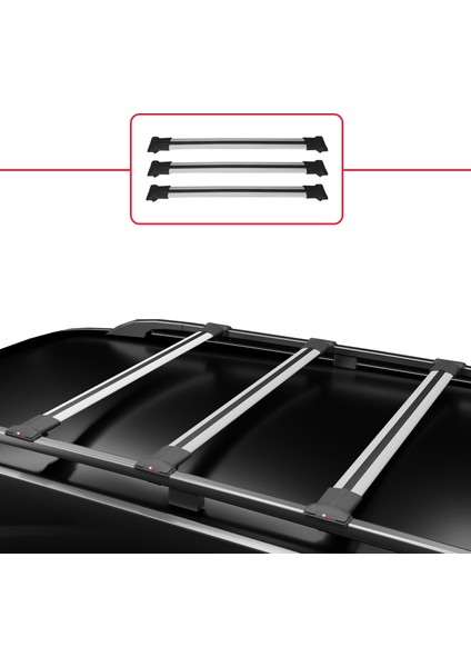 Volkswagen Multivan (T6) 2015 ve Sonrası ile Uyumlu Fly Model Ara Atkı Tavan Barı Gri 3 Adet Bar fiyatları