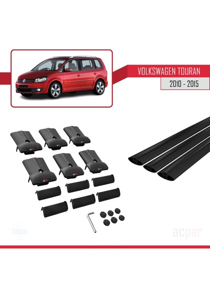 Volkswagen Touran 2010-2015 Arası ile Uyumlu Fly Model Ara Atkı Tavan Barı Siyah 3 Adet Bar indirimleri