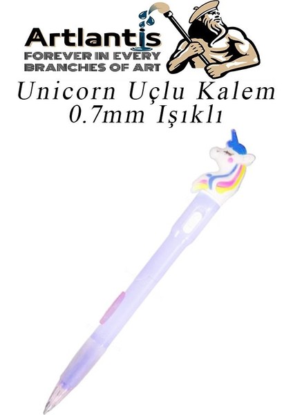 Işıklı Unicorn Uçlu Kalem Seti Mor 0.7 mm 1 Paket Unicorn Başlıklı Versatil Kalem Süslü Silikonlu Hediyelik Kalem fiyatları