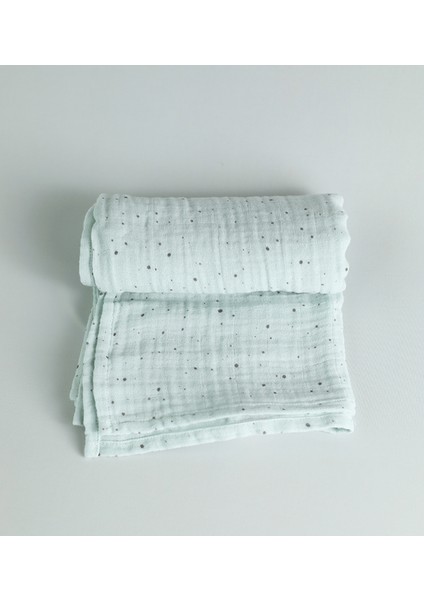 Organik Çok Amaçlı 80 x 80 cm Müslin Çocuk ve Bebek Örtüsü Mint Yeşili Nokta Desenli Battaniye modelleri