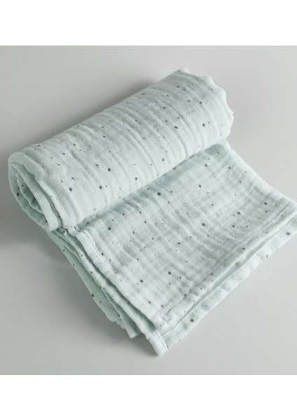 Organik Çok Amaçlı 80 x 80 cm Müslin Çocuk ve Bebek Örtüsü Mint Yeşili Nokta Desenli Battaniye fırsatları