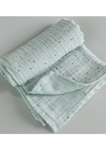 Organik Çok Amaçlı 80 x 80 cm Müslin Çocuk ve Bebek Örtüsü Mint Yeşili Nokta Desenli Battaniye indirimleri