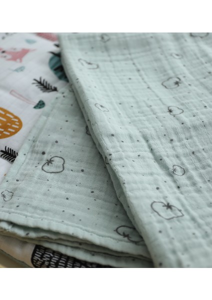 Organik Çok Amaçlı 80 x 80 cm Müslin Çocuk ve Bebek Örtüsü Mint Yeşili Pamuk Nokta Desenli Battaniye indirimleri