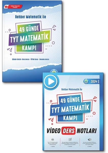 Rehber Matematik  49 Günde TYT Matematik Soru Kitabı ve Video Ders Notları Kitabı 2li Set