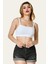 Likralı Kaşkorse Ince Askılı Kadın Crop Top - Beyaz Beyaz - M 1