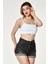 Likralı Kaşkorse Ince Askılı Kadın Crop Top - Beyaz Beyaz - M 5