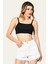 Likralı Kaşkorse Ince Askılı Kadın Crop Top - Siyah Siyah - L 1