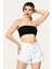 Likralı Kaşkorse Straplez Kadın Crop Top - Siyah Siyah - S 1