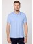 Erkek Polo Yaka Slim Fit Yaka ve Kol Şeritli Pike Mavi Tişört 2