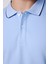 Erkek Polo Yaka Slim Fit Yaka ve Kol Şeritli Pike Mavi Tişört 4