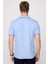Erkek Polo Yaka Slim Fit Yaka ve Kol Şeritli Pike Mavi Tişört 5