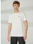Bisiklet Yaka Baskılı Kırık Beyaz Erkek T-Shirt PERTA 4