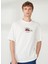 Bisiklet Yaka Nakışlı Kırık Beyaz Erkek T-Shirt LEAF 3