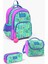 Kids Su Yeşili Açık Pembe Monogram Desenli 3'lü Okul Çanta Seti SET0114410 1