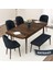 Concept Jae Serisi Açılabilir 80X132 Barok Ahşap Desen Mutfak Masası Takımı ve 4 Sandalye 1 Bench 2