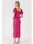 Kadın Fuşya Yırtmaçlı Yazlık Örme Elbise HZL23S-BD123961 5
