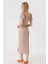 Kadın Bej Yırtmaçlı Yazlık Örme Elbise HZL23S-BD123961 5