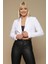 Kadın Tek Düğme Kapamalı Crop Blazer Ceket 1