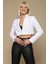 Kadın Tek Düğme Kapamalı Crop Blazer Ceket 2