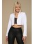 Kadın Tek Düğme Kapamalı Crop Blazer Ceket 4