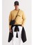 Erkek Hardal Standart Fit Normal Kesim Içi Polarlı 3 Iplik Bisiklet Yaka Pamuklu Sweatshirt 1