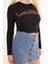 23254241 Kaşkorse Los Angeles Baskılı Crop Bluz Sıyah 1