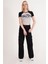 23254271 Kaşkorse Malibu Baskılı Kısa Kol Crop Bluz Sıyah 1
