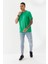 Etek Ucu Ebabil Silüet Baskı Düz Desen Bisiklet Yaka Regular Fit Tişört Benetton Yeşili 1