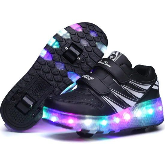 Beyman Çocuk LED Işıklı Ayakkabı Bağı Tekerleği Açık Hava Patenleri (Yurt Dışından)