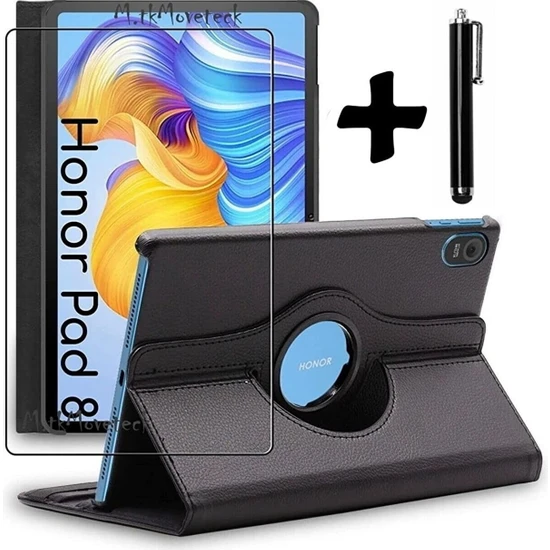MTK Moveteck Honor Pad 8 12 Inç Tablet Uyumlu Kılıf Dönebilen 360 Kılıf + Ekran Koruyucu + Dokunmatik Kalem Zırh Set Koruma