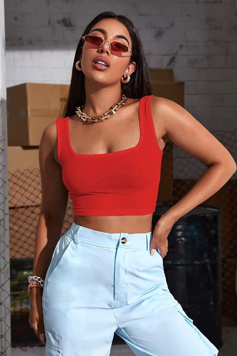 Sardem Kadın Askılı Fitilli Kaşkorse Crop Top Bluz görsel 6