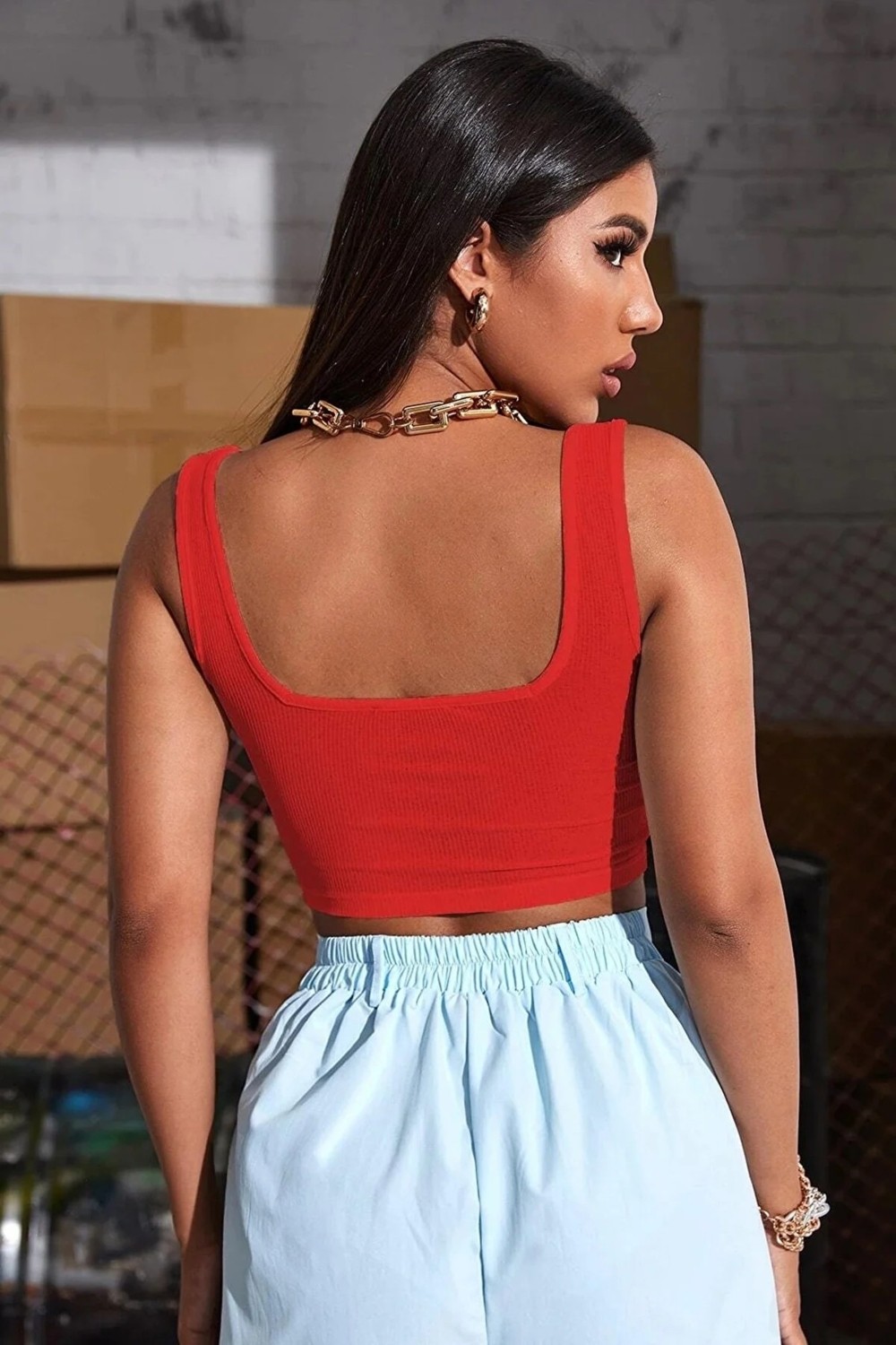 Sardem Kadın Askılı Fitilli Kaşkorse Crop Top Bluz görsel 8