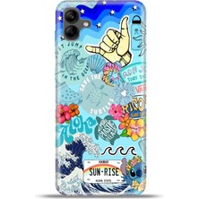 Cupcase Samsung Galaxy A04 Kılıf Esnek Silikon Kamera Koruma 4K Desenli Özel Tasarım - Aloha