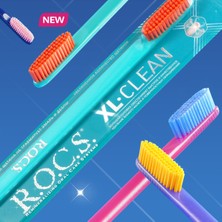 Rocs XL Clean – Ekstra Temizlik İçin Diş Fırçası - 2'li Set Pembe-Yeşil Sap