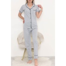 Alice Shop Önü Cepli Pijama Takımı Gri