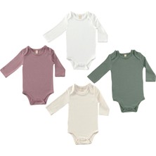 Tiny Lamb Softly Colors Uzun Kol Bebek Bodysuit Takımı - 4 Parça | Çok Renkli Alttan Çıtçıtlı Zıbın Body
