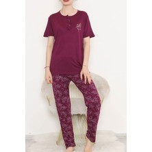 Alice Shop Desenli Pijama Takımı Mor