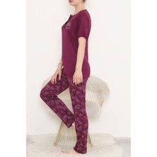 Alice Shop Desenli Pijama Takımı Mor