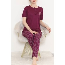 Alice Shop Desenli Pijama Takımı Mor