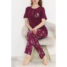 Alice Shop Desenli Pijama Takımı Mor