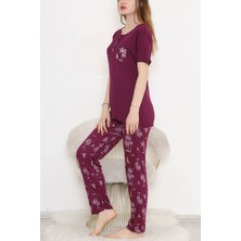 Alice Shop Desenli Pijama Takımı Mor