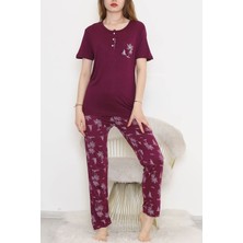 Alice Shop Desenli Pijama Takımı Mor