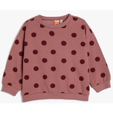 Koton Basic Sweatshirt Puantiyeli Bisiklet Yaka Uzun Kollu Pamuklu