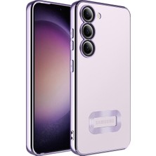 Dexmon Galaxy S23 Kılıf 5d Kamera Lens Korumalı Plating Logo Gösteren Kenarları Renkli Arkası Şeffaf Silikon