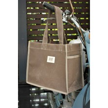 Sofist İstanbul Moyen Waxed Canvas Tote Bag Mumlu Kanvas Kadın Omuz Çantası